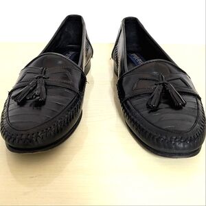 Giorgio‎ Brutini Le Glove 8.5 vintage black leather stitch detail tassel loafers